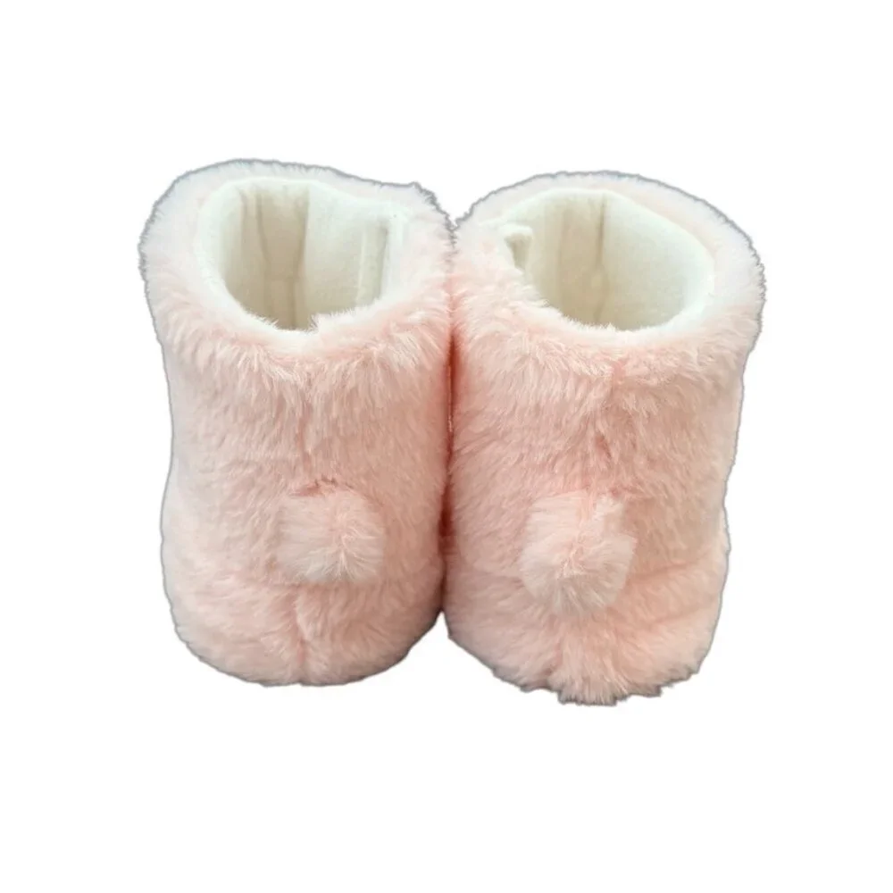 Cat & Jack Llama Animal Face Bootie Slippers Plush Pink Girls XL 11/12